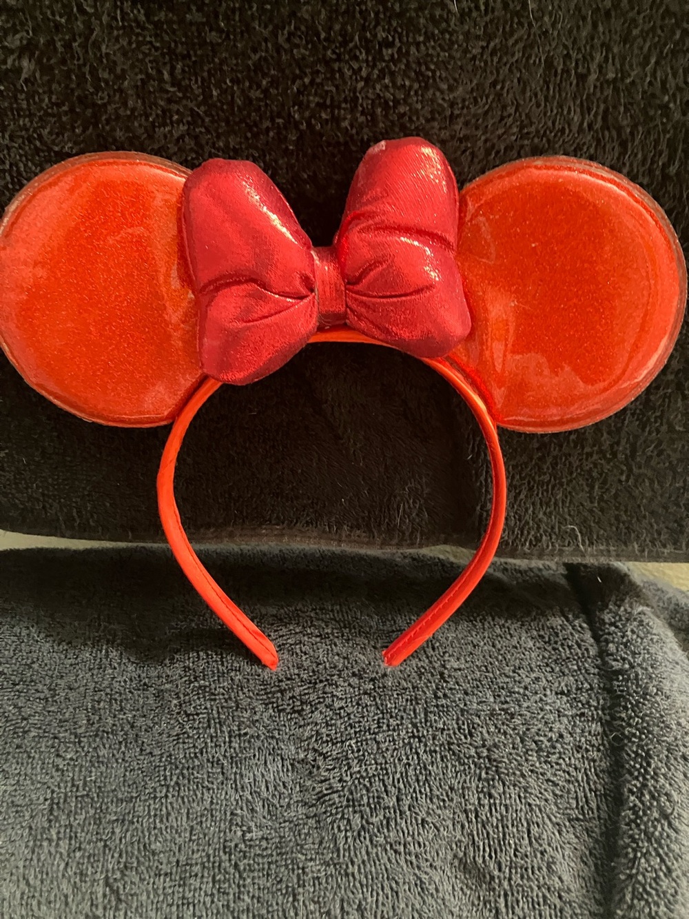 Red Shiny Minnie Ear Headband with Bow